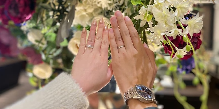 【新潟市】NIWAKAの婚約指輪とロイヤル・アッシャーの結婚指輪をお作りいただきました