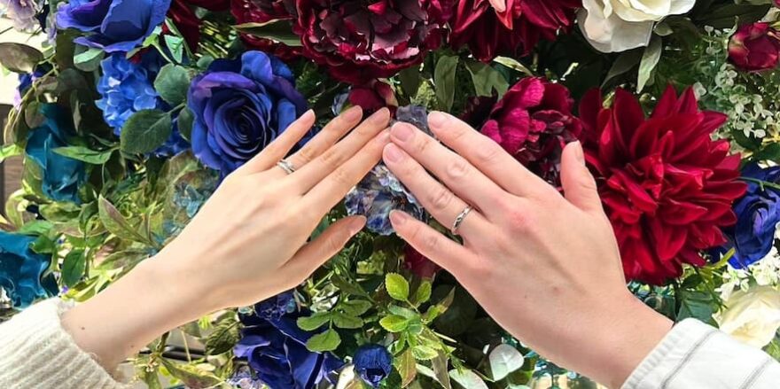 【長岡市】ロイヤル・アッシャーの婚約指輪とラザールダイヤモンドの結婚指輪をお作りいただきました