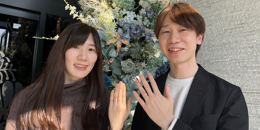 【新潟市】ロイヤル・アッシャーの婚約指輪と結婚指輪をお作りいただきました