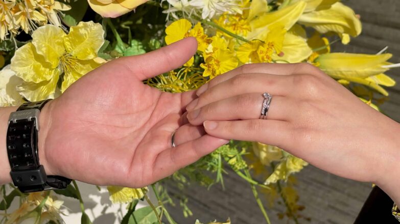 【長岡市】ロイヤル・アッシャーの婚約指輪と結婚指輪をおつくりいただきました