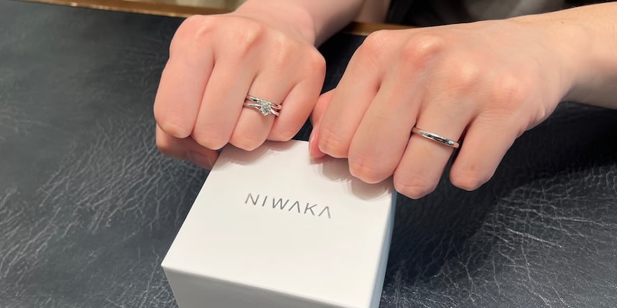【新潟市】NIWAKAの婚約指輪と結婚指輪をお作りいただきました