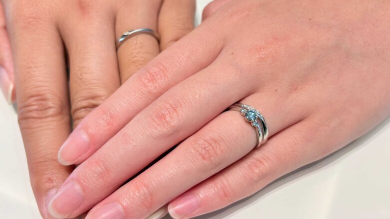 【新潟市】カフェリングの婚約指輪と結婚指輪をおつくりいただきました