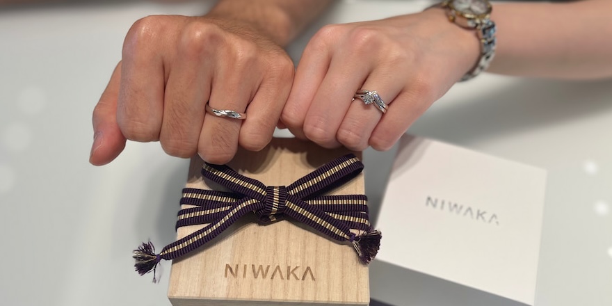 【新潟市】NIWAKAの婚約指輪と結婚指輪をお作りいただきました