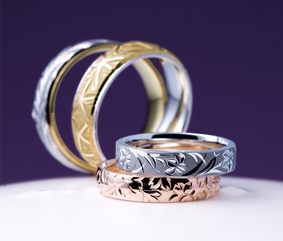 NIWAKA　結婚指輪　花匠の彫