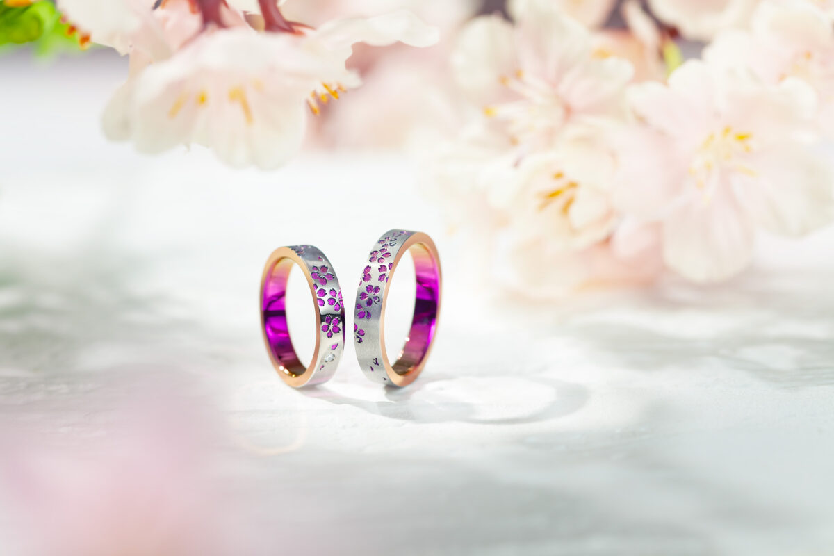 金属アレルギーが起きにくいSORAの結婚指輪舞桜の画像