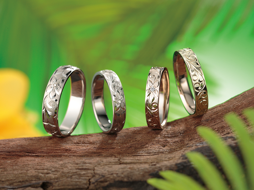 プラチナで作るハワイアンジュエリーの結婚指輪なら「イモータル」で | ISSHINDO Bridal Blog