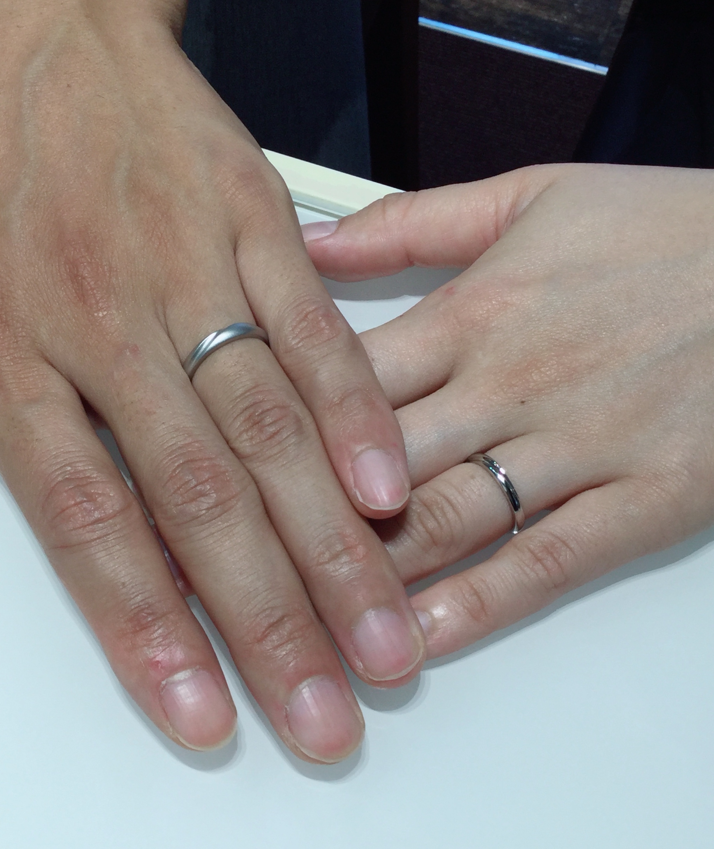 Men’s：マット、Lady’s：ダイヤなし、こだわり派の二人が選んだルシエの結婚指輪「ホープ」新潟市H様・長岡市M様