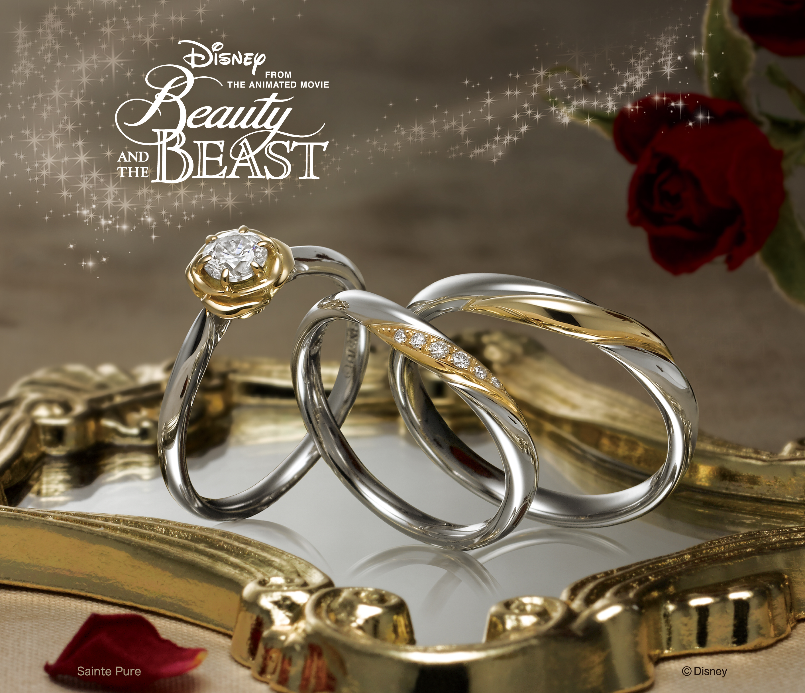 美女と野獣　婚約指輪。結婚指輪　Eternal Rose