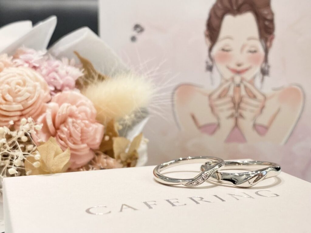 カフェリング　ピンクダイヤの結婚指輪の画像