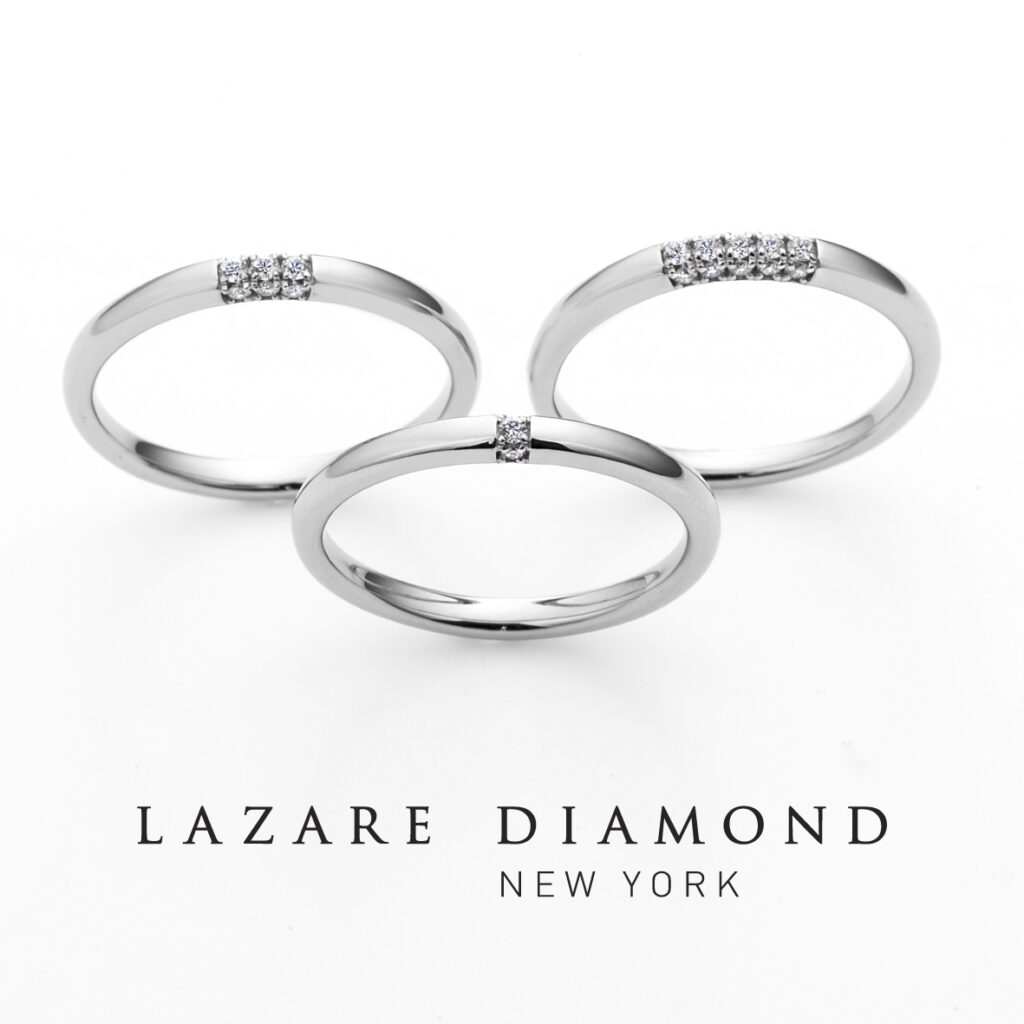 ラザールダイヤモンドの結婚指輪スリーサイドリング