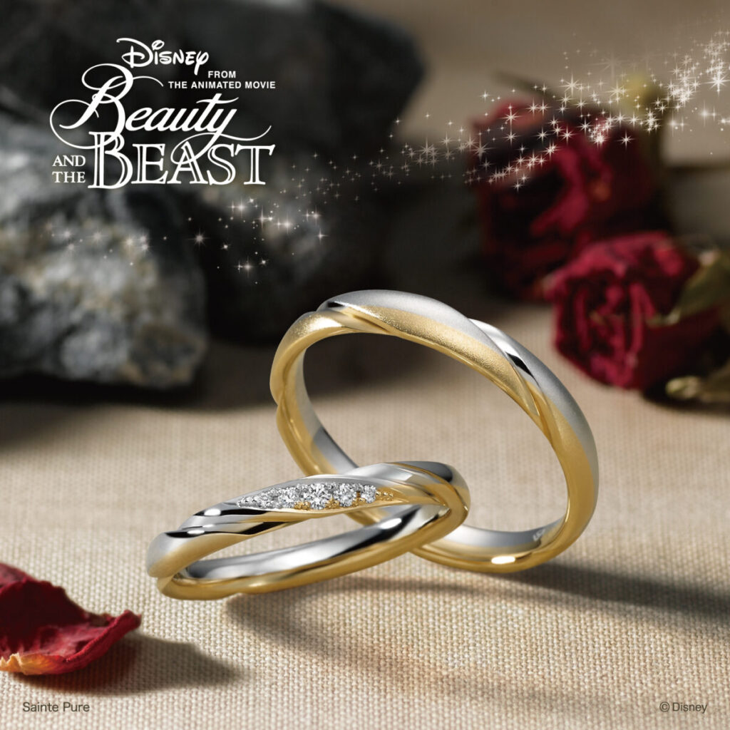 美女と野獣の結婚指輪 rose in motion の画像