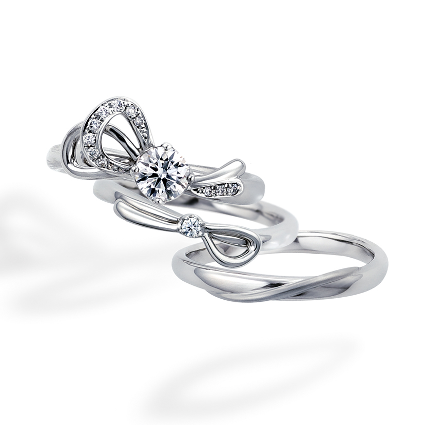 リボンの婚約指輪・結婚指輪のセットリング　カフェリングのル・ルバン