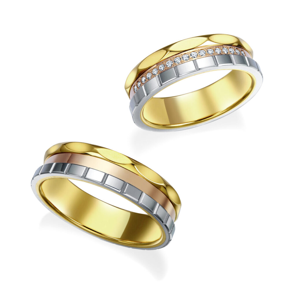 モニッケンダムの3色コンビの結婚指輪の画像