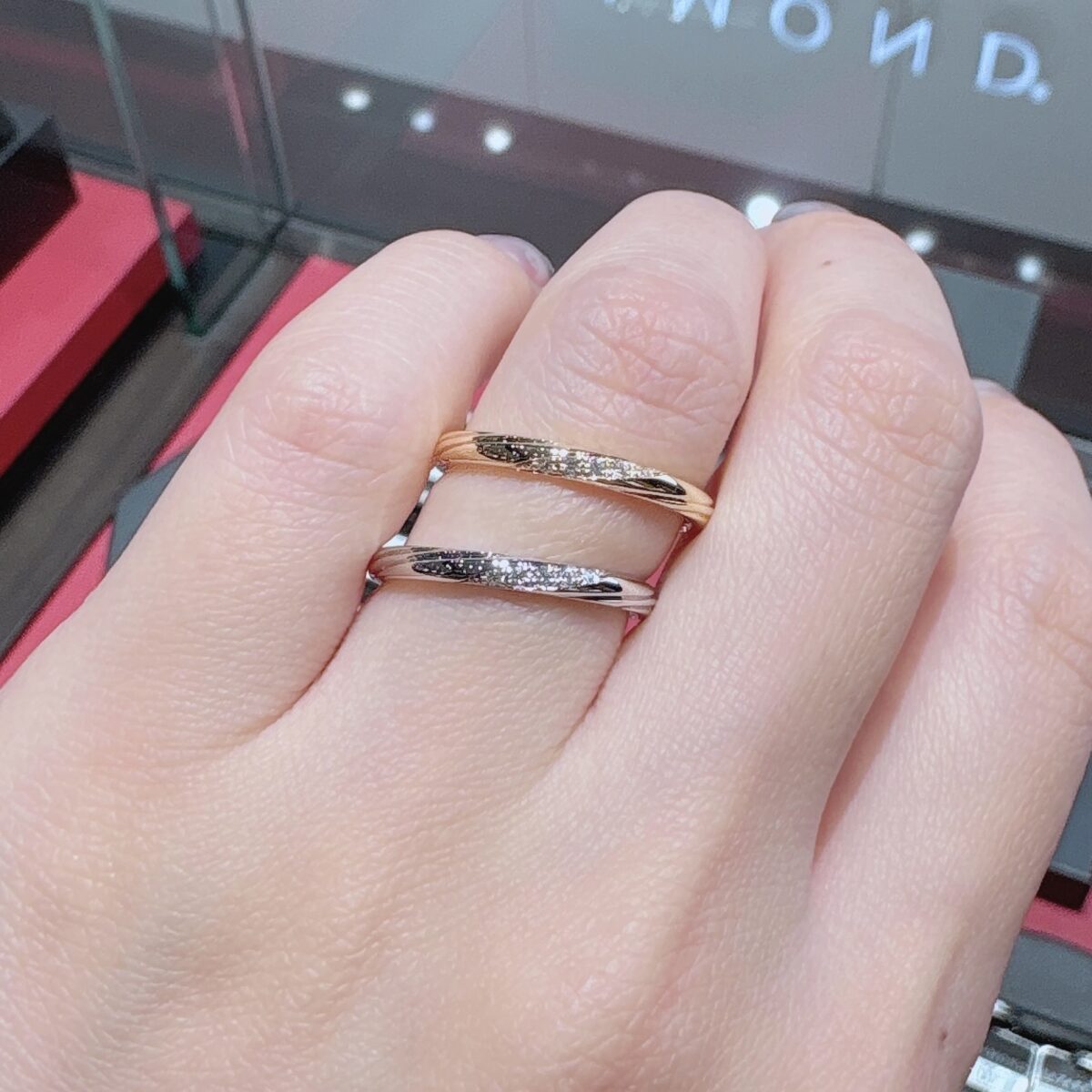 ★俄★ 朝葉 ダイヤモンド マリッジリング 結婚指輪 Pt950 定価14.7万 ☆俄☆ 朝葉 ダイヤモンド マリッジリング 結婚指輪 Pt950 定価14.7万