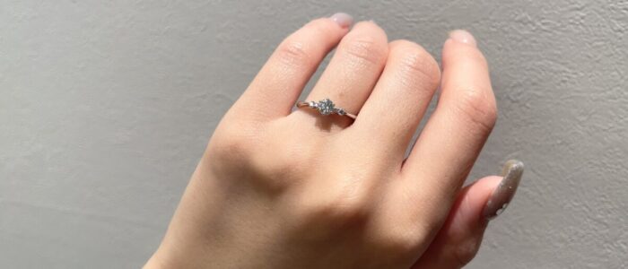 ロイヤル・アッシャーの婚約指輪ERA814　センターダイヤモンドが映えるメレありのデザイン