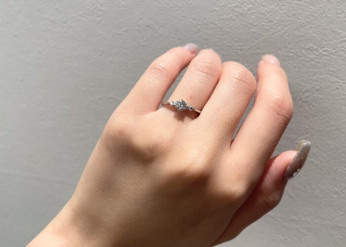 ロイヤル・アッシャーの婚約指輪ERA814　センターダイヤモンドが映えるメレありのデザイン