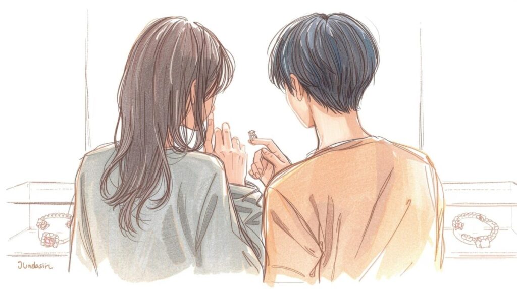 ダイヤモンドを選ぶカップル