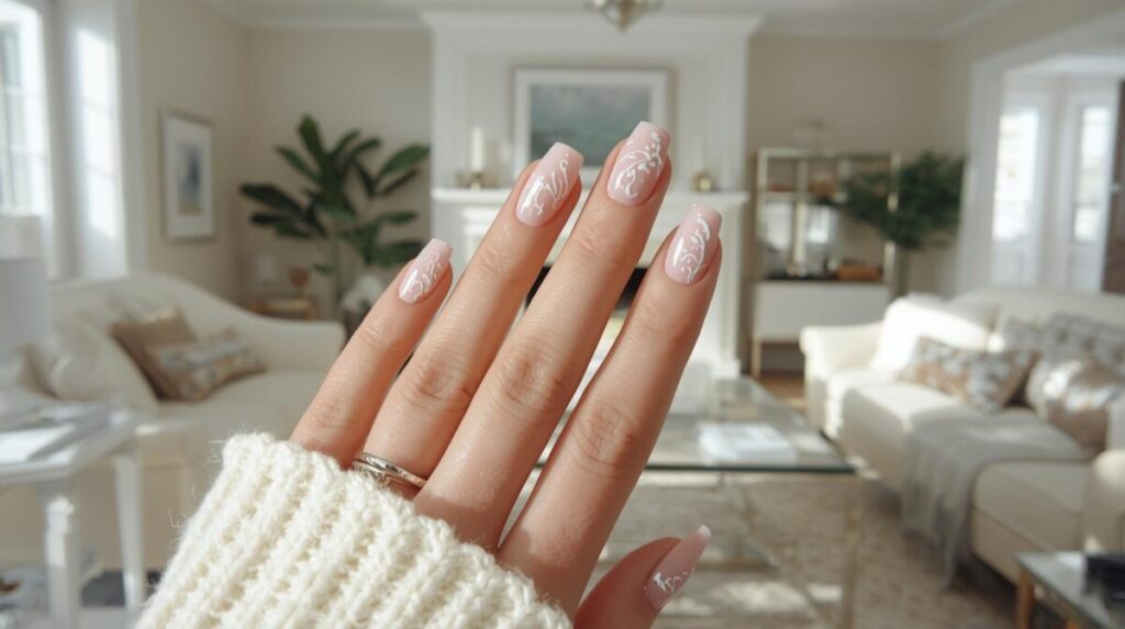 ネイルをしている女性の手元