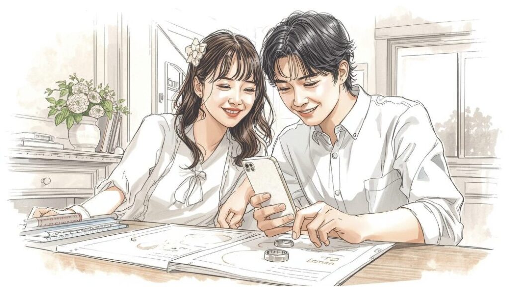 撮影を楽しんでいるカップル