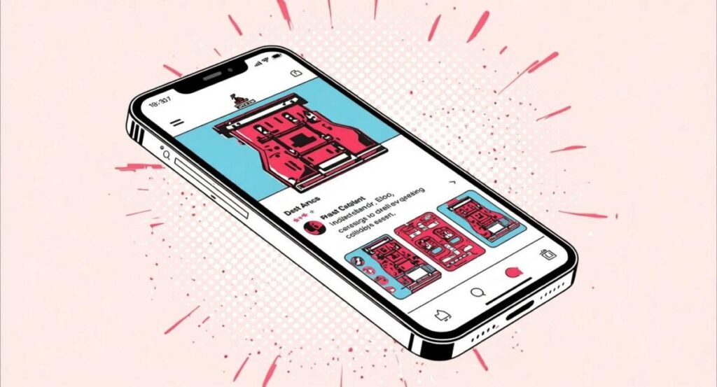 お店のレビューが表示されているスマートフォンのイラスト