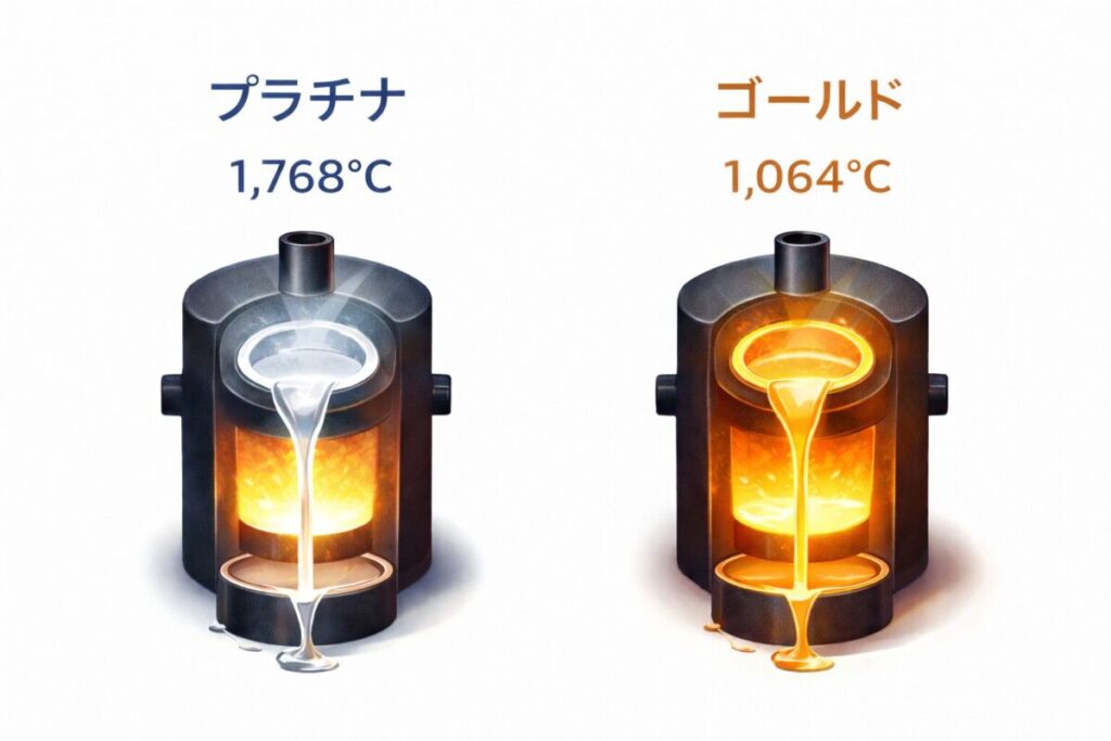 プラチナとゴールドの融点の違い