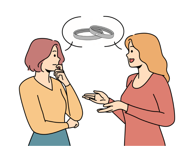結婚指輪について話す女性達