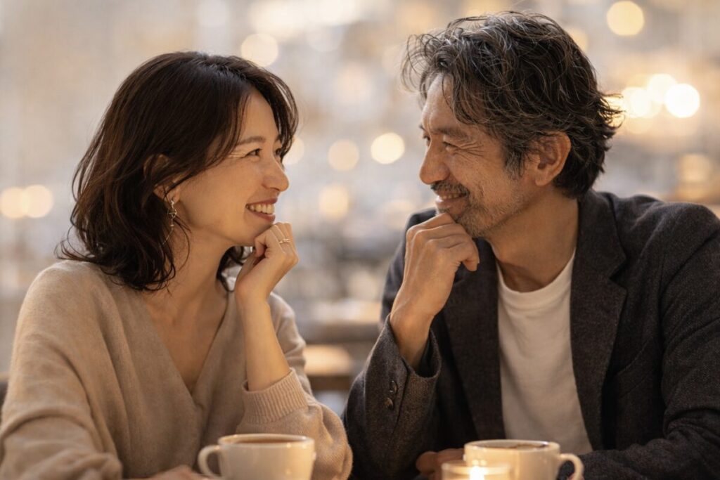 見つめ合うカップル
