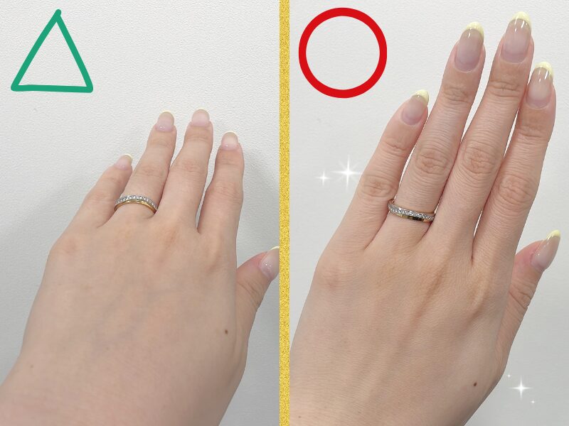 結婚指輪を撮影する時の角度比較