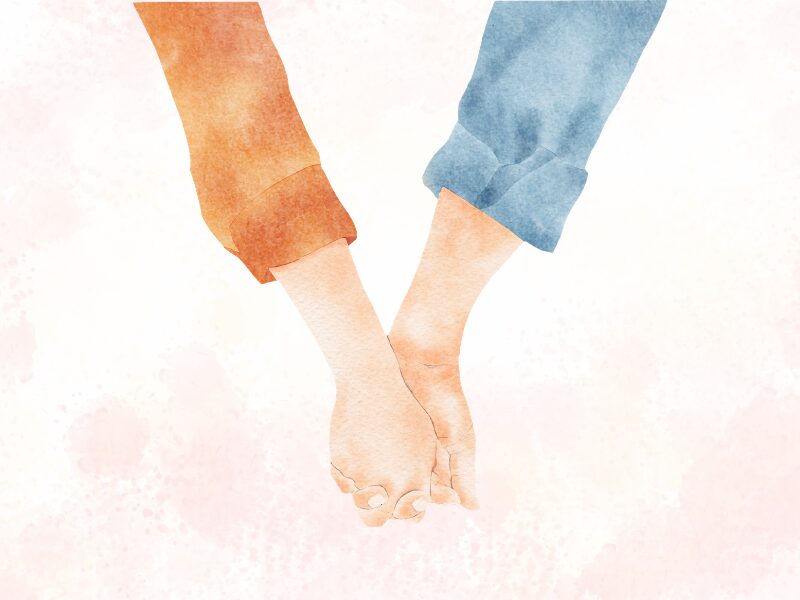 手を繋いでいる手元