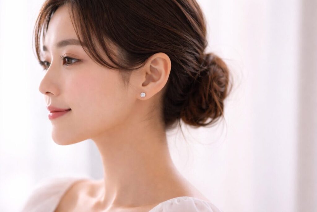 ピアスをつけた女性の横顔