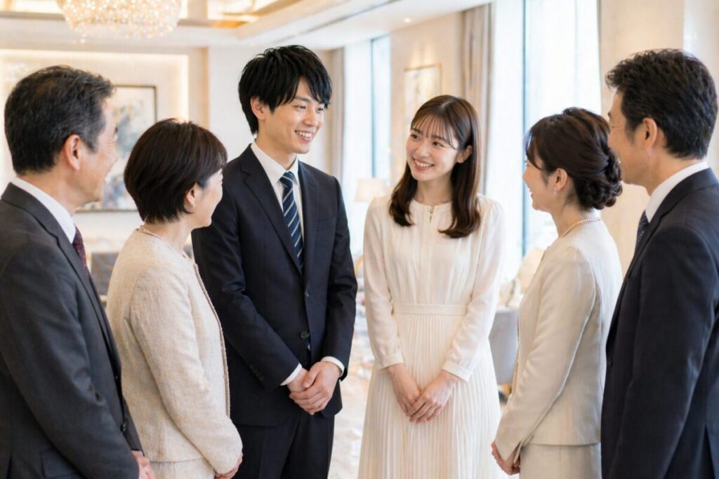 結婚前の顔合わせに参加する家族
