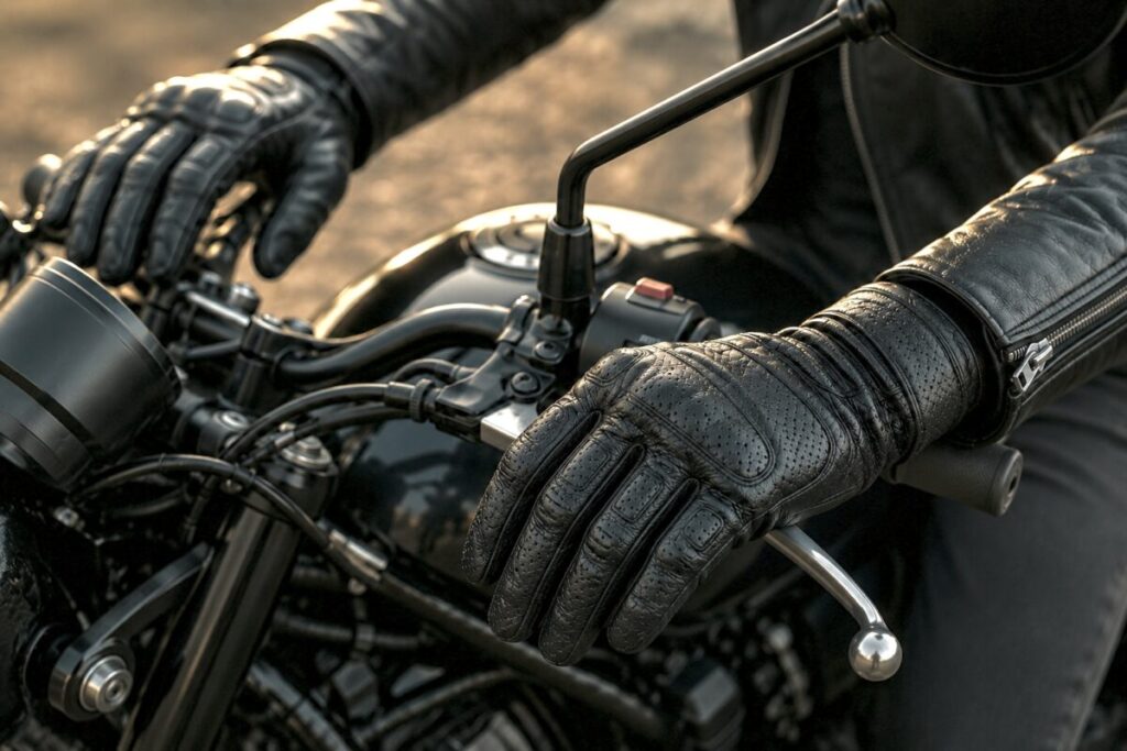 バイクに乗った手元