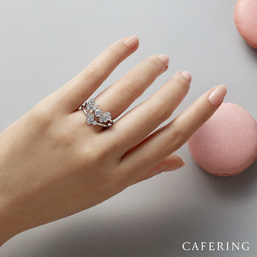 蝶モチーフの結婚指輪　カフェリングのパピヨン
