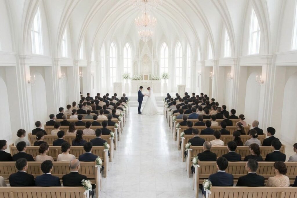 結婚式の指輪交換が遠くて見えにくい
