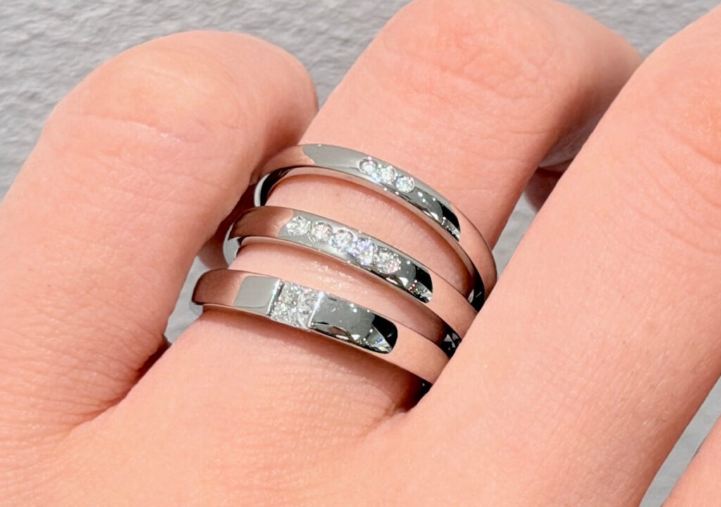 結婚指輪の幅　2ミリ、2.5ミリ、3ミリ以上着用画