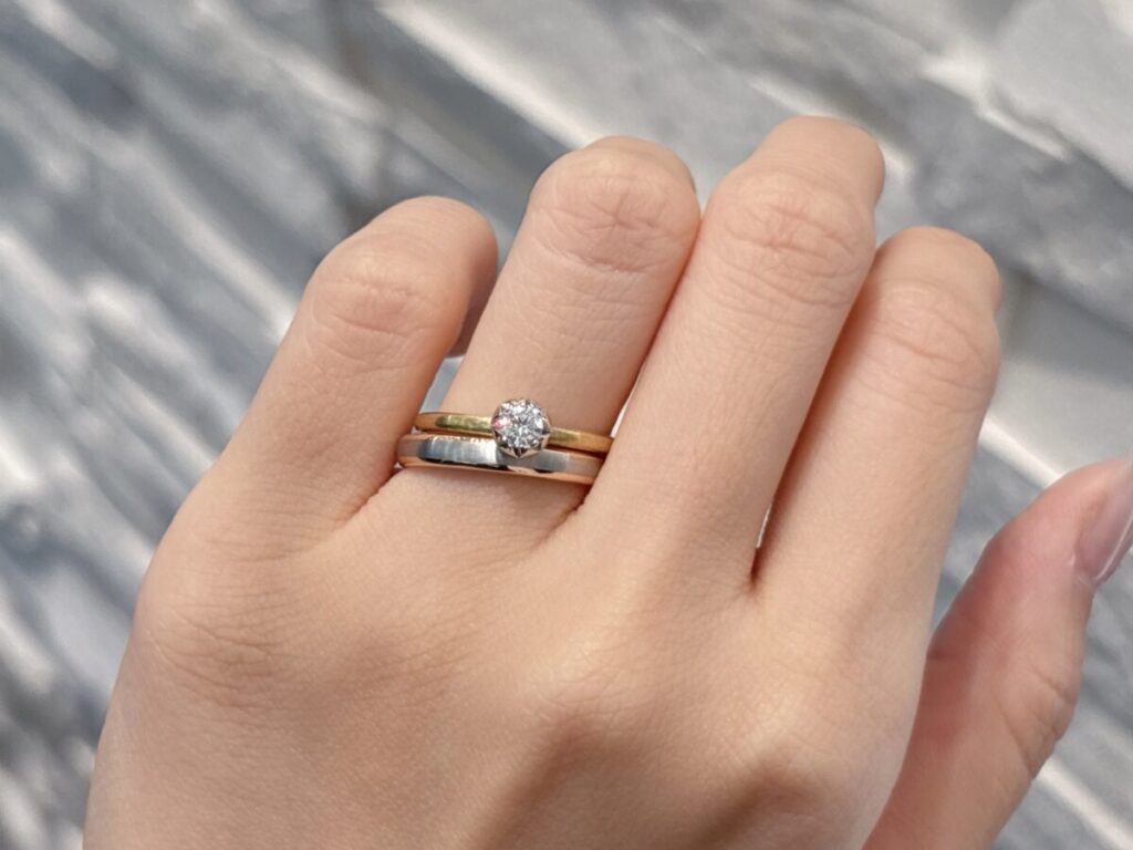 鍛造の結婚指輪マイスター　重ねづけ